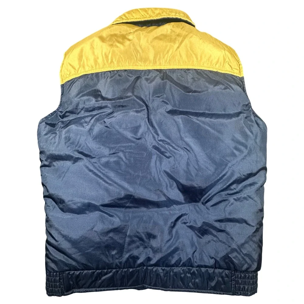 Vintage 70s 80s Jordache Canvas Puffer Vest Men's Medium Blue‎ Yellow